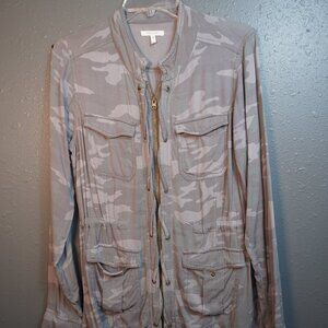 Maurices Women's Gray Camo Full Zip Shirt Jacket Shacket Size Medium